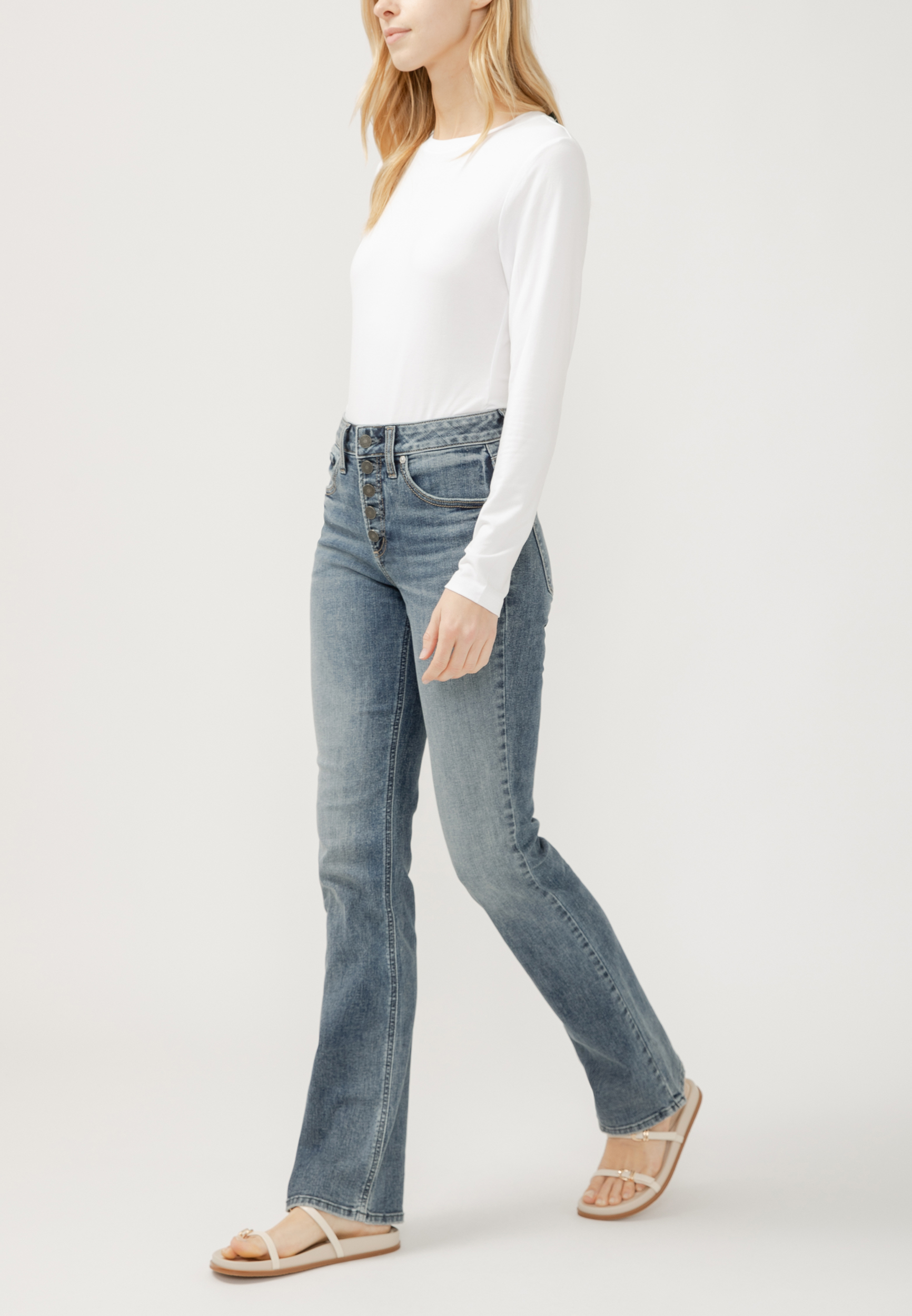 Silver Jeans Co.&reg; Avery Curvy High Rise Button Fly Slim Boot Jean, C3337, large