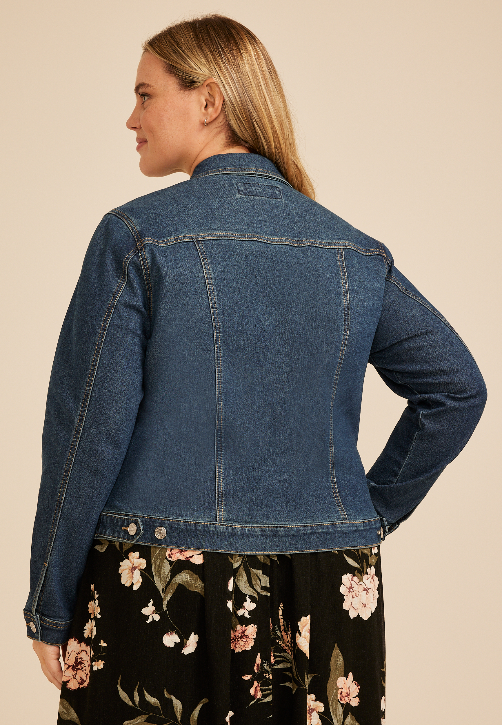 Plus Size Dark Denim Jacket, C258, large