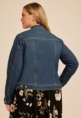 Plus Size Dark Denim Jacket, C258, small