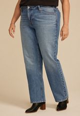 Plus Size edgely&trade; High Rise Studded Relaxed Straight Jean, MEDIUM SANDBLAST, small
