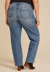 Plus Size edgely&trade; High Rise Studded Relaxed Straight Jean, MEDIUM SANDBLAST, small
