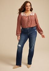 Plus Size edgely&trade; Mid Rise Ripped Slim Boot Jean, C258, small