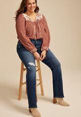 Plus Size edgely&trade; Mid Rise Ripped Slim Boot Jean, C258, small