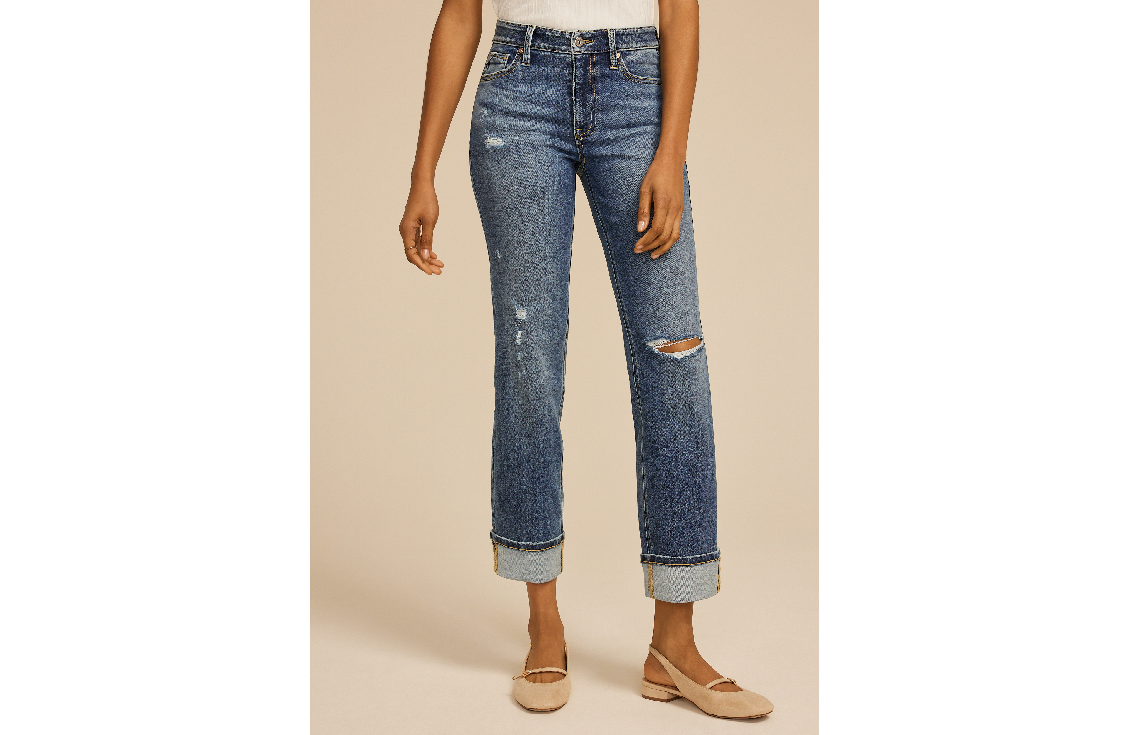 edgely™ High Rise Cuffed Hem Relaxed Straight Jean