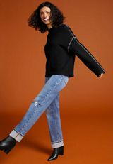 edgely&trade; High Rise Cuffed Hem Relaxed Straight Jean, C3337, small