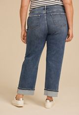 Plus Size edgely&trade; High Rise Cuffed Hem Relaxed Straight Jean, C3337, small