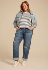 Plus Size edgely&trade; High Rise Cuffed Hem Relaxed Straight Jean, C3337, small