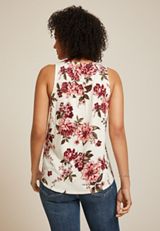 Floral Crochet Yoke Tank Top, C2380, small