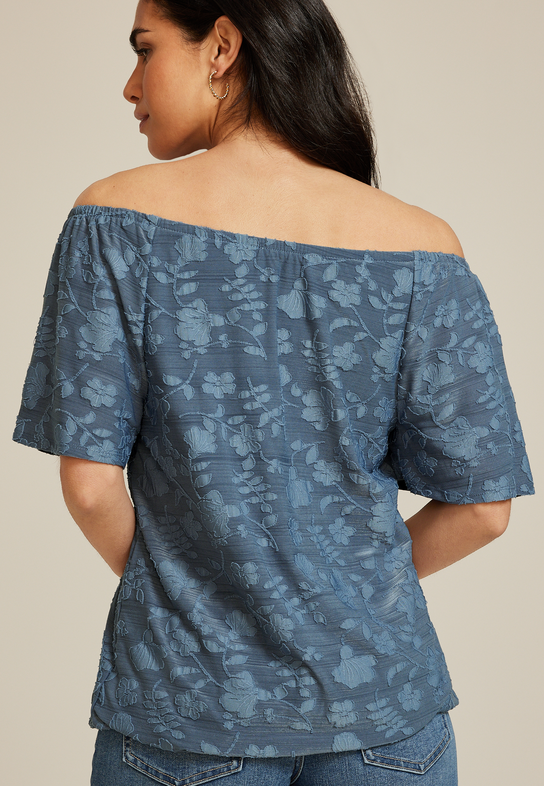 Jacquard Bubble Hem Blouse, C4199, large