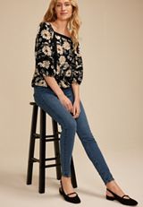 Floral Crochet Trim Blouse, C1756, small