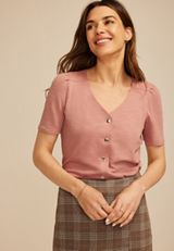 Snap Front Short Sleeve Top, C4762, small