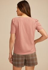 Snap Front Short Sleeve Top, C4762, small