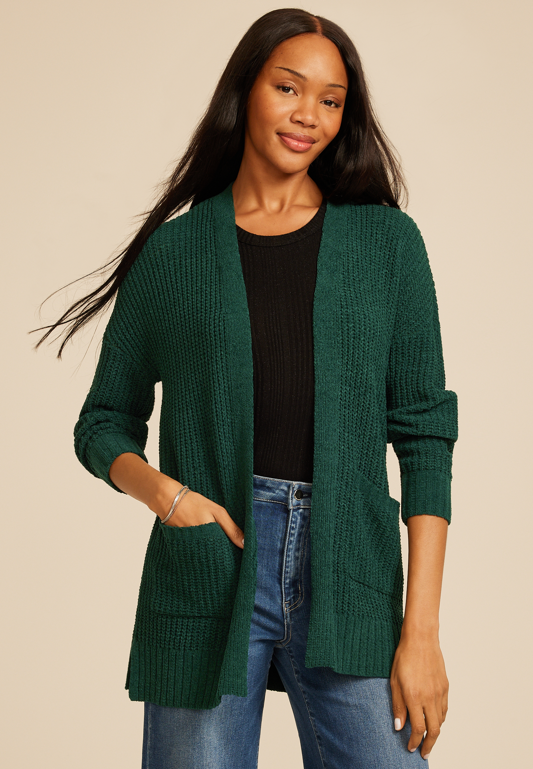 Chenille Open Front Cardigan | maurices