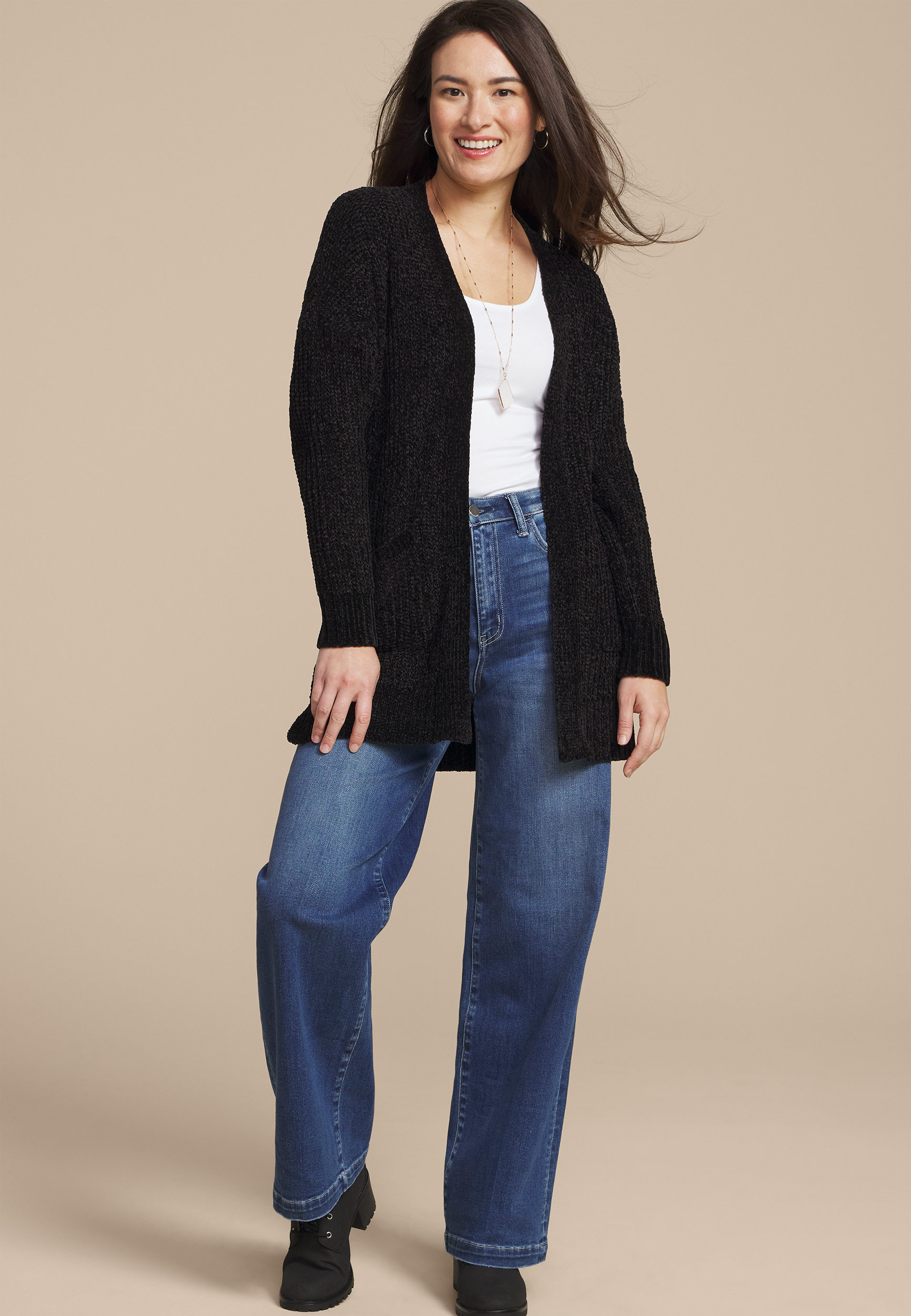 Chenille Open Front Cardigan