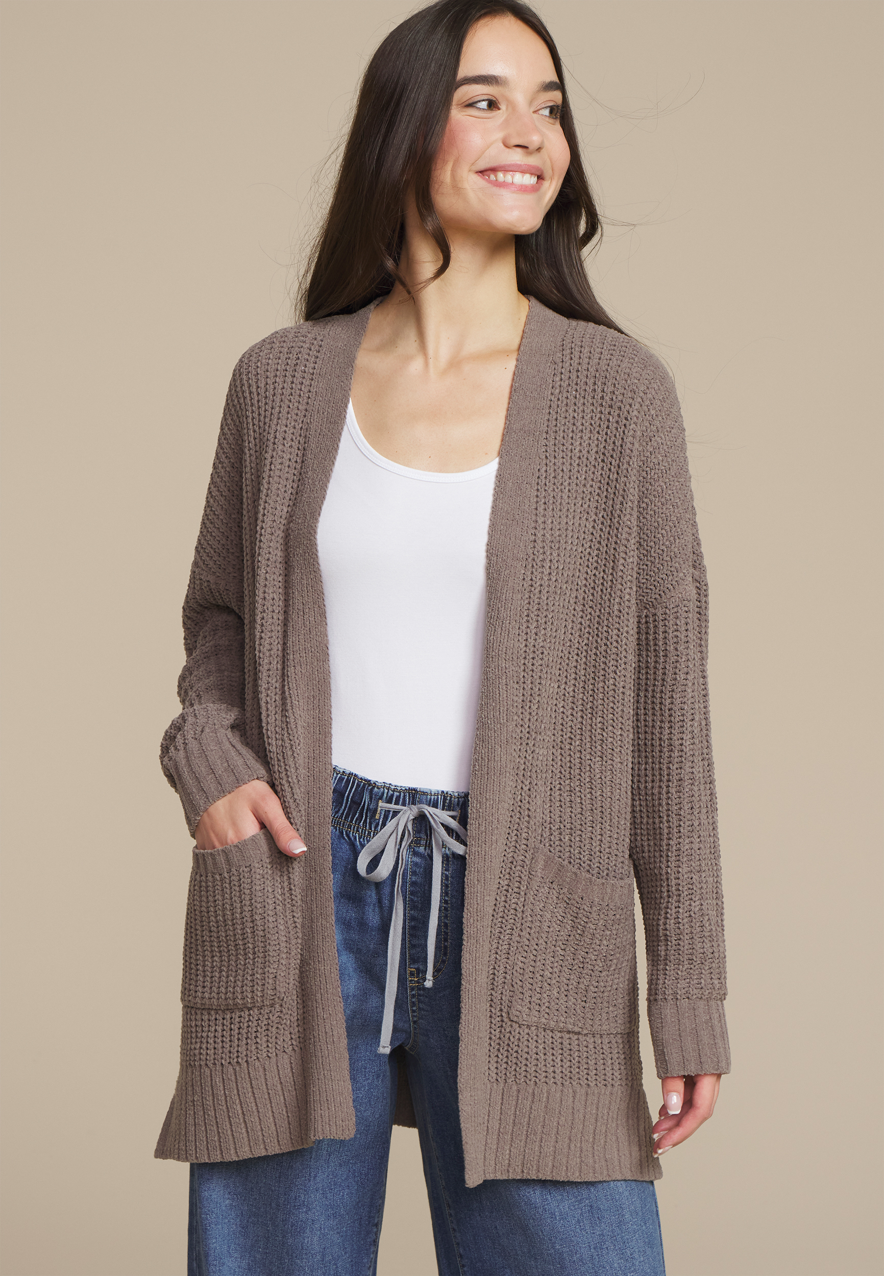 Chenille Open Front Cardigan