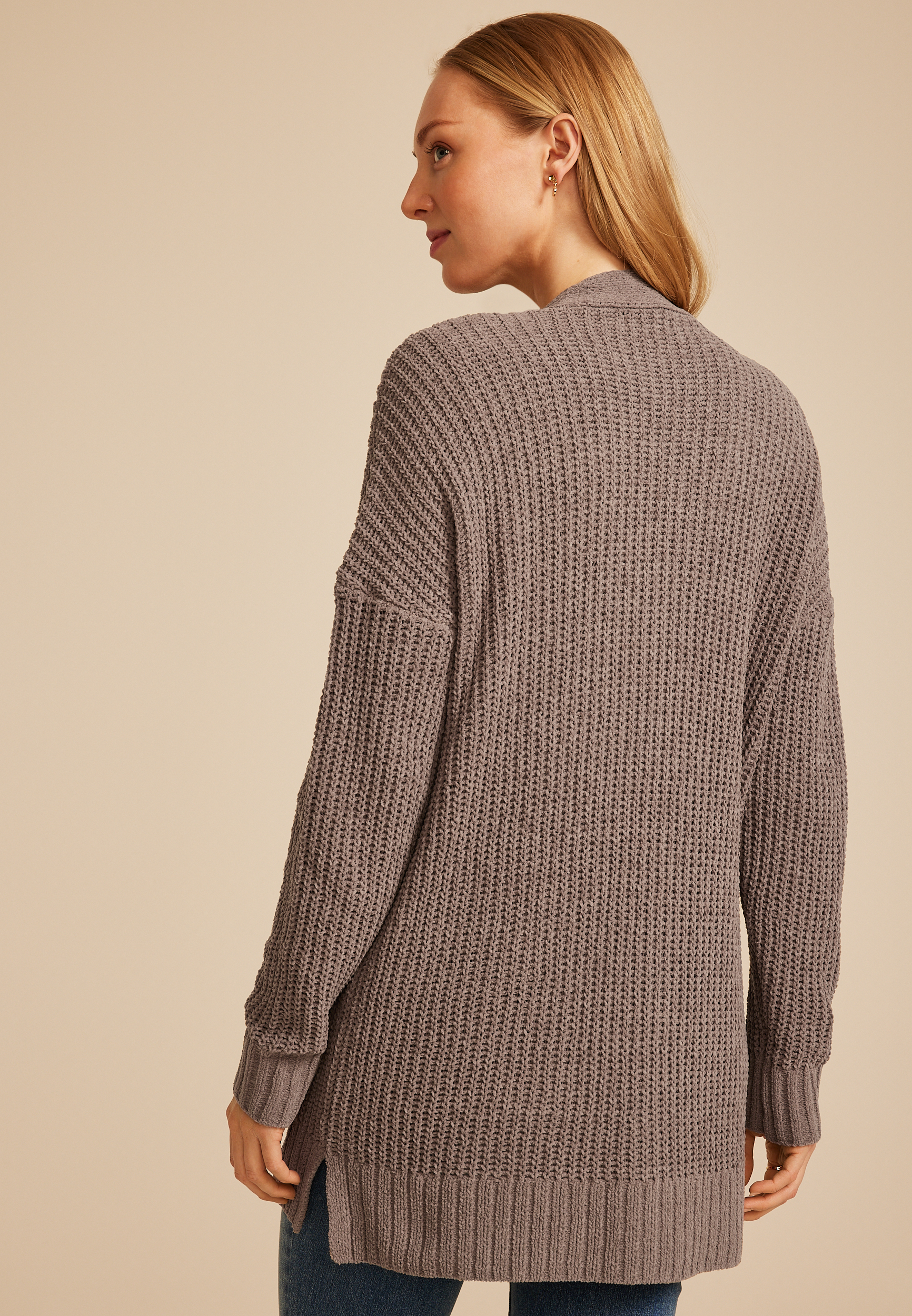 Chenille Open Front Cardigan, ASHWOOD, large