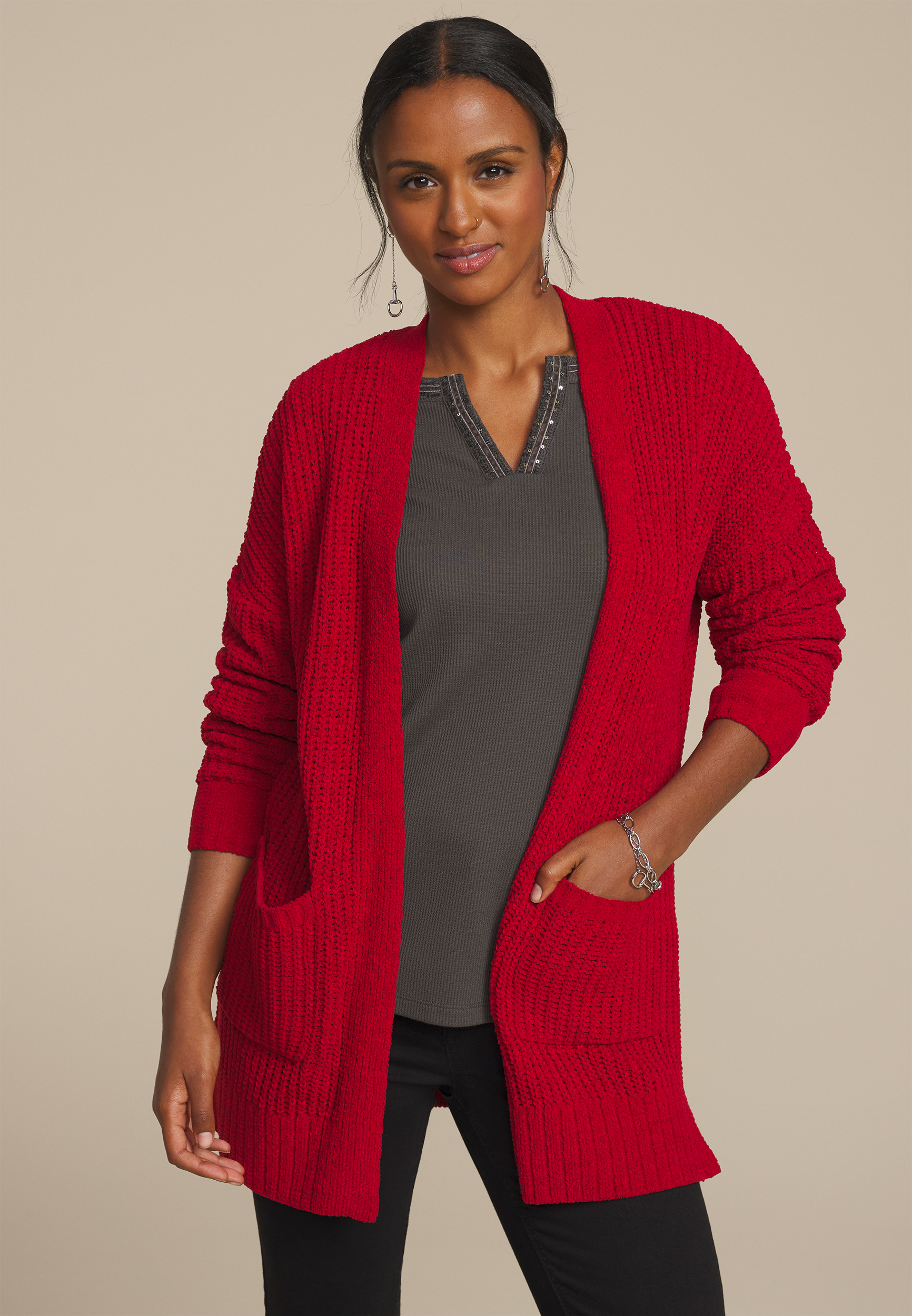 Chenille Open Front Cardigan