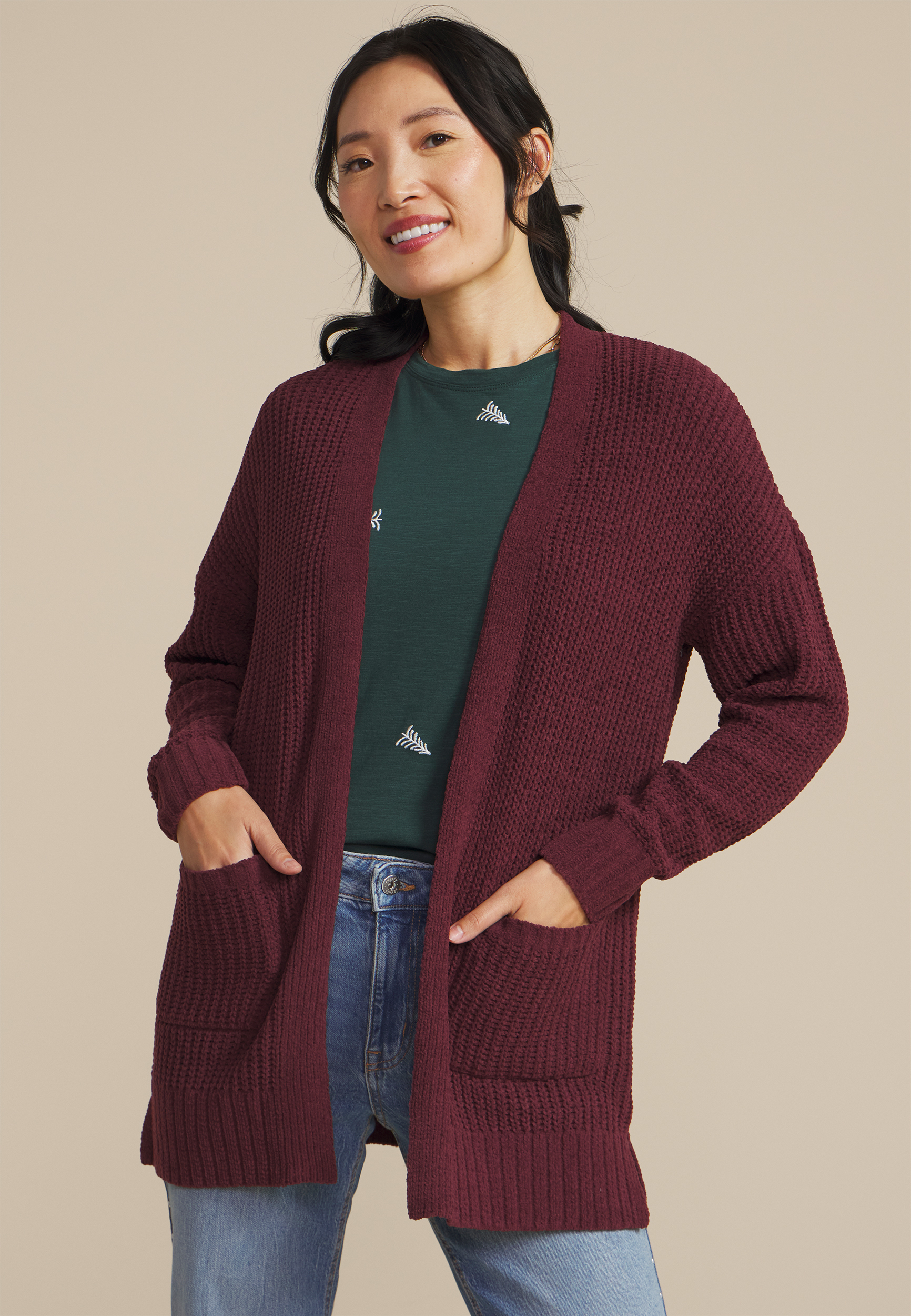 Chenille Open Front Cardigan