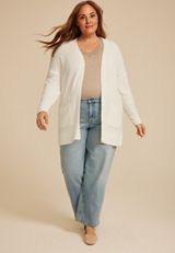 Plus Size Chenille Open Front Cardigan, C2789, small