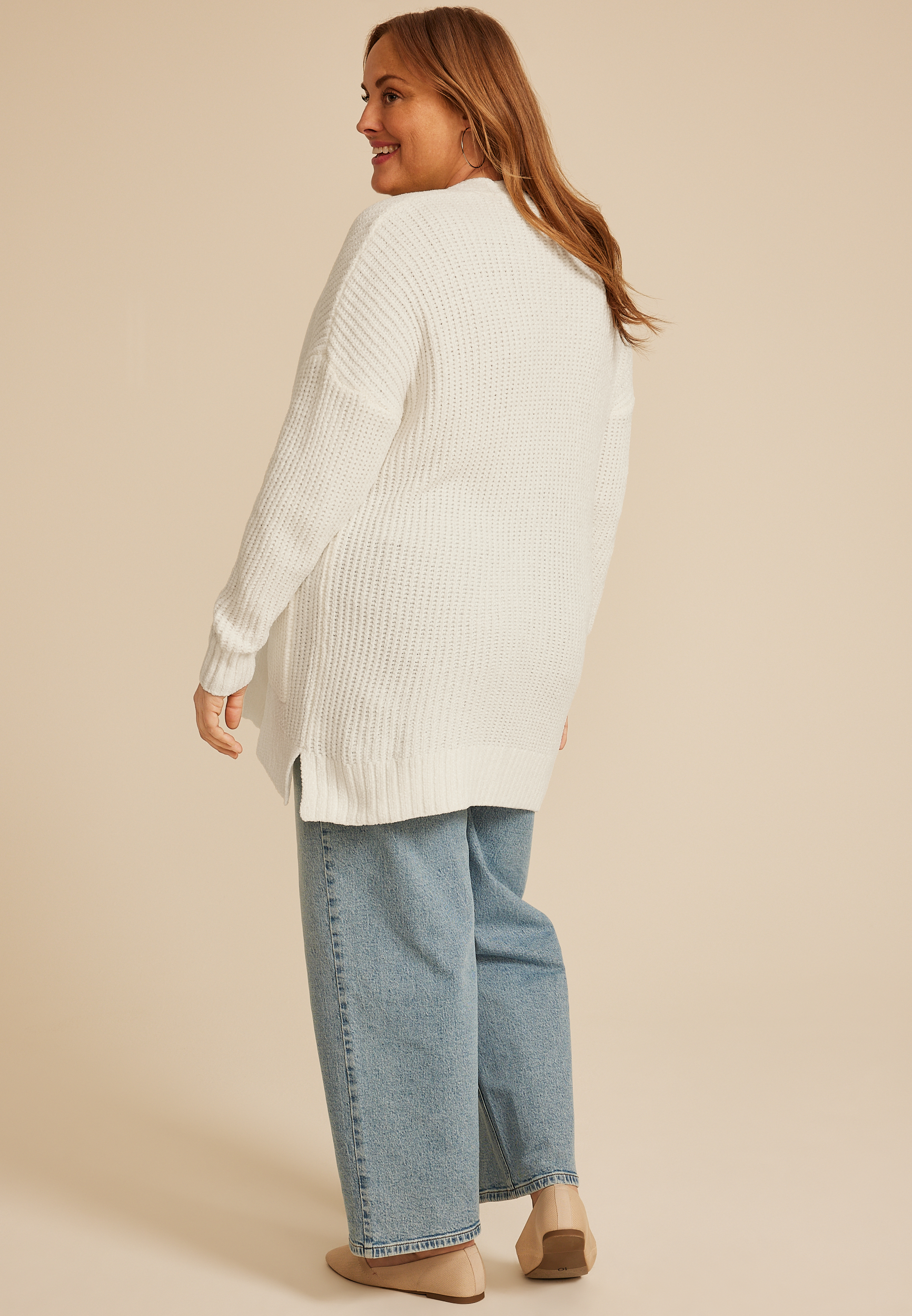 Plus Size Chenille Open Front Cardigan, C2789, large