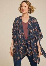 Georgette Floral Kimono, OUTER SPACE COMBO, small
