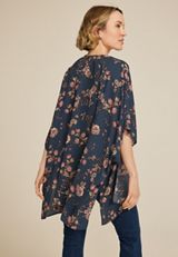 Georgette Floral Kimono, OUTER SPACE COMBO, small