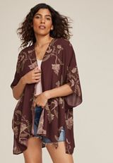 Floral Kimono, BROWN RUM, small