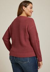 Plus Size Flower Embroidered Button Front Cardigan, C9585, small