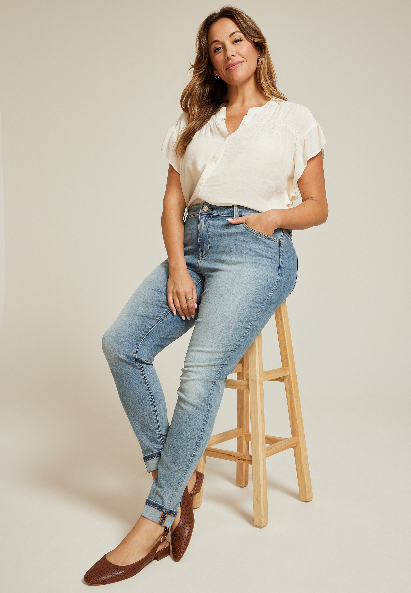 Plus Size m jeans by maurices™ Cool Comfort Mid Rise Cuff Hem Jegging