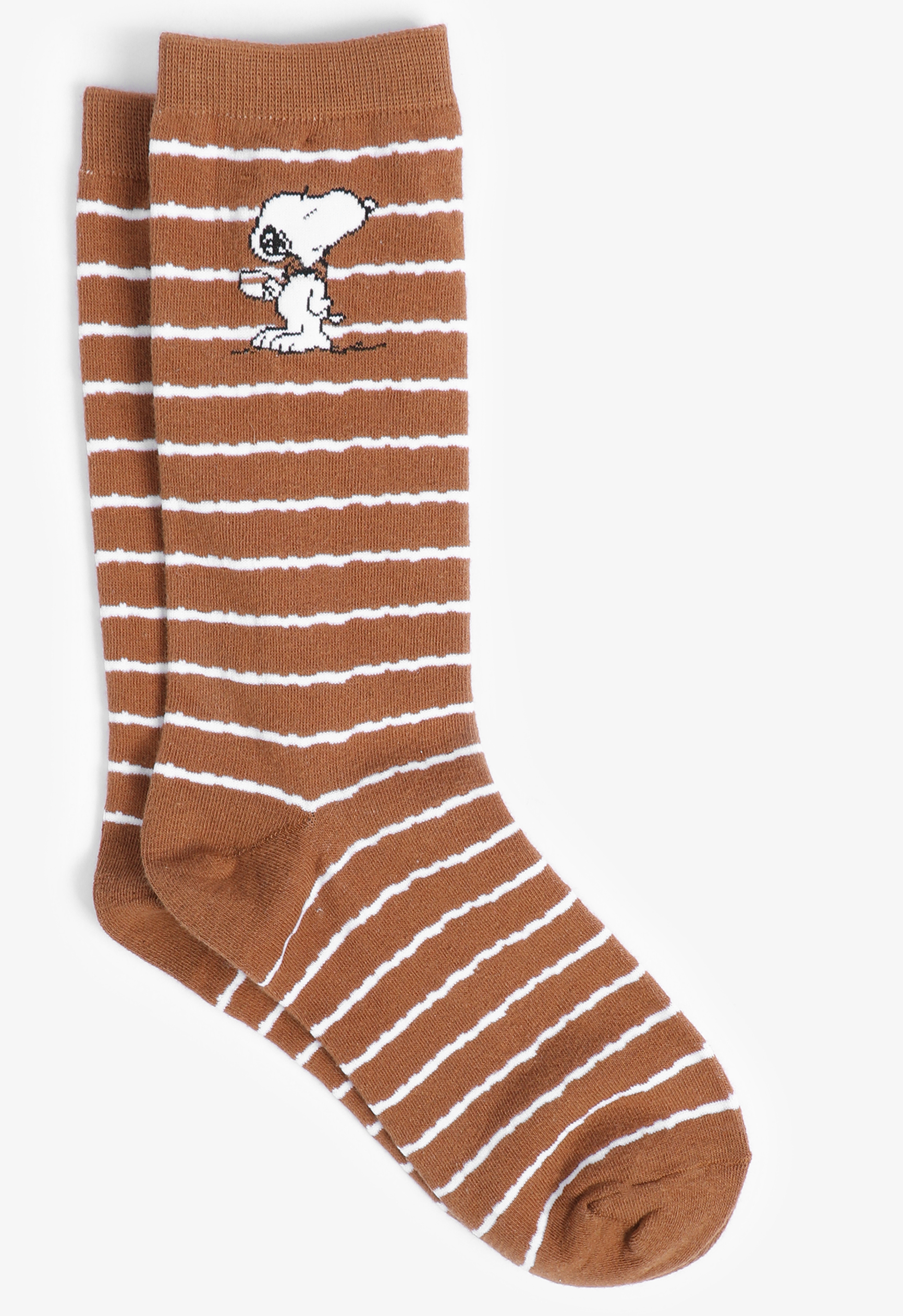 Fall Striped Snoopy Crew Socks