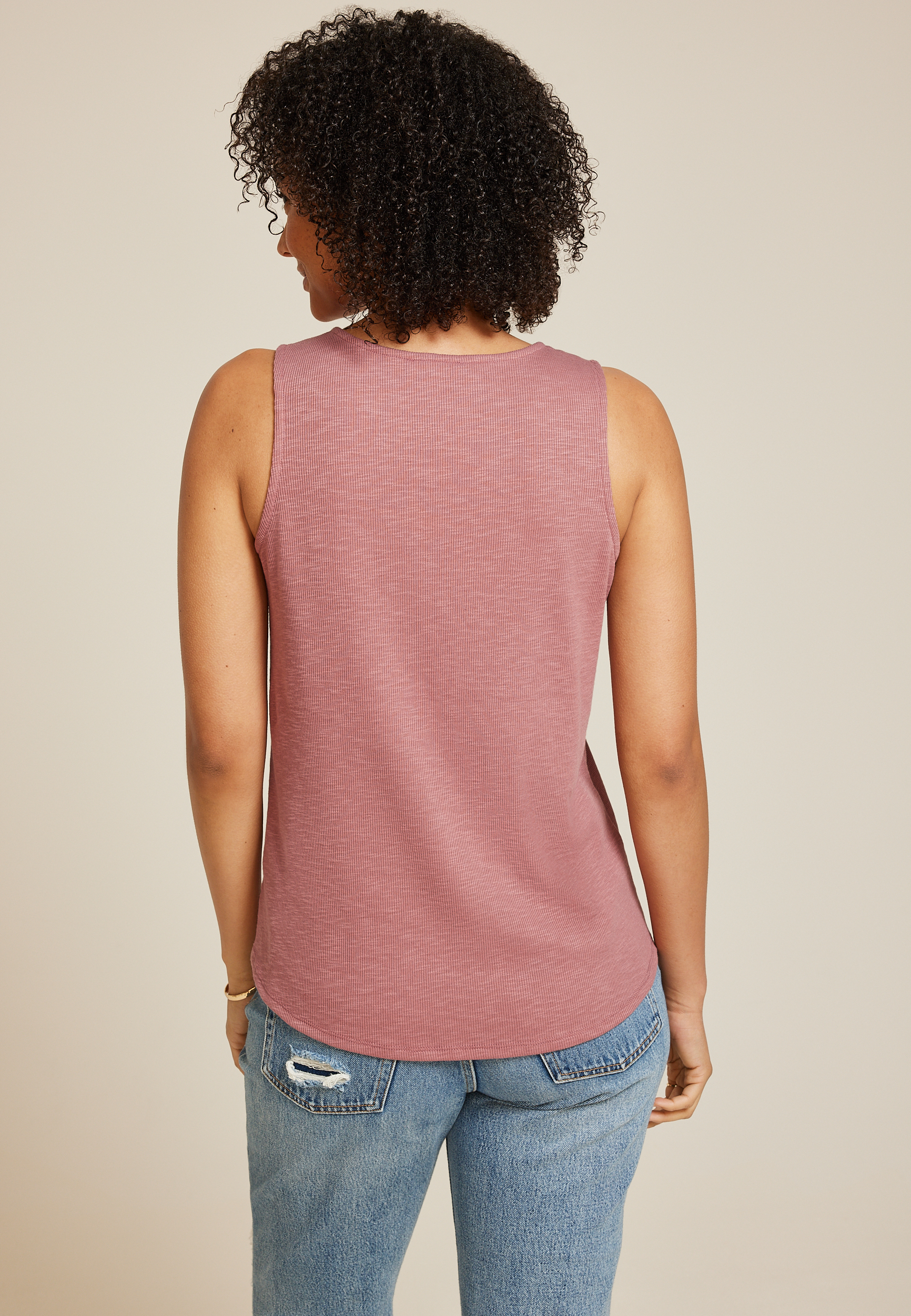 Crochet Yoke Henley Tank Top, C4188, large