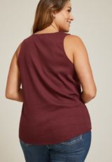 Plus Size Crochet Yoke Henley Tank Top, C5325, small