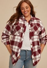 Plus Size Game Day Plaid Button Down Shirt, C5869, small