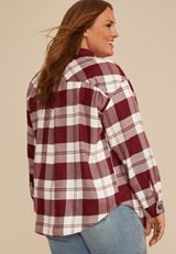 Plus Size Game Day Plaid Button Down Shirt, C5869, small