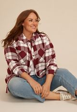 Plus Size Game Day Plaid Button Down Shirt, C5869, small