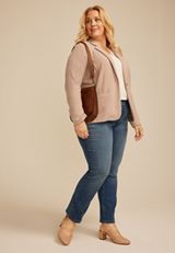 Plus Size Brushed Single Button Blazer, C155, small