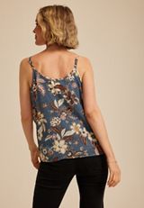 Blue Floral Ruffle Tiered Cami Top, C954, small