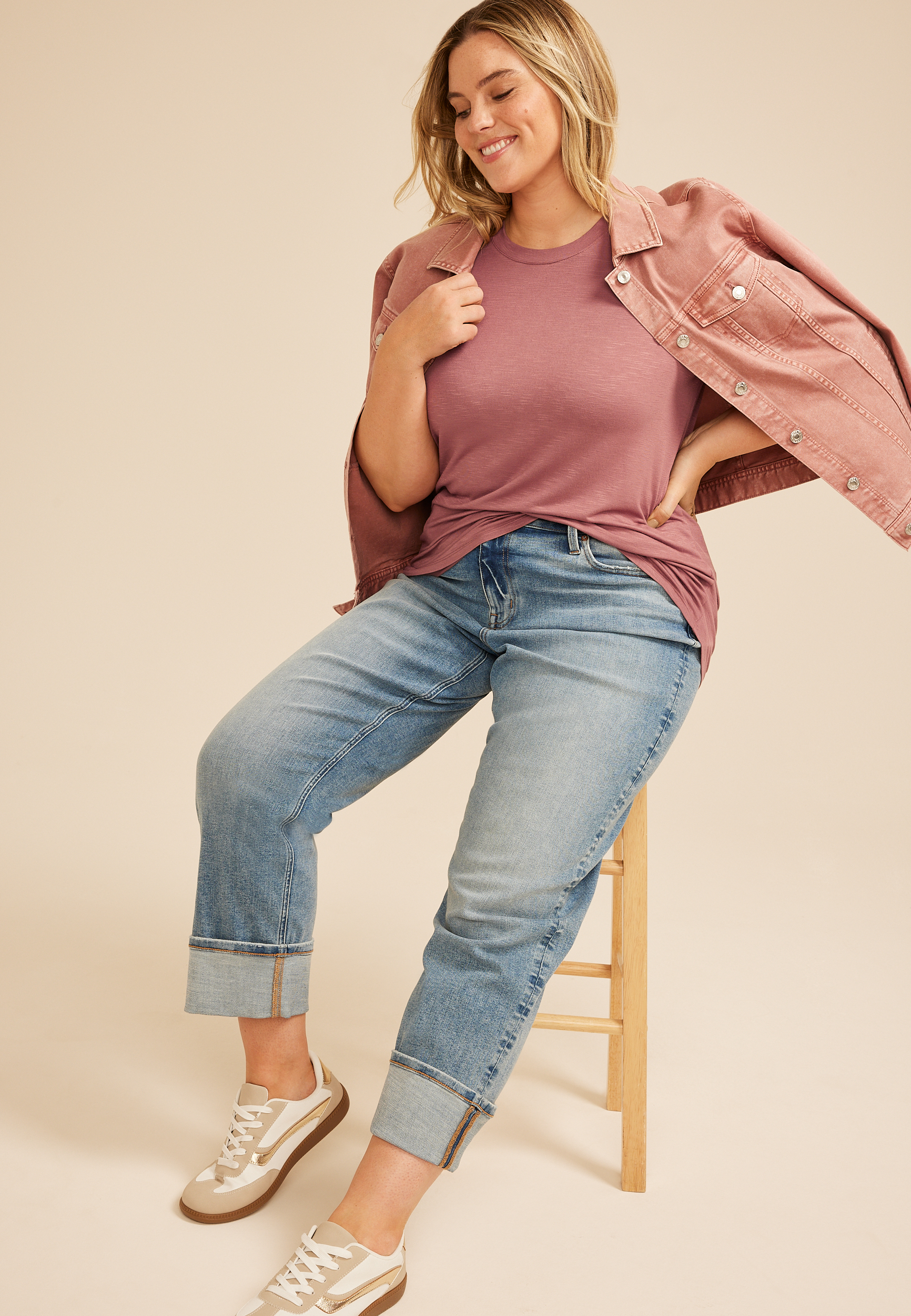 Plus Size 24/7 Kennedy Floral Crew Neck Tee