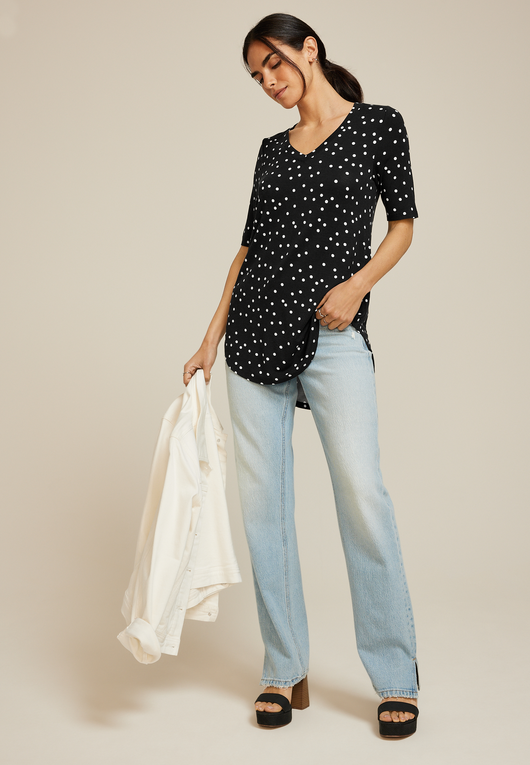 24/7 Olivia Polka Dot Tunic Tee, C1756, large