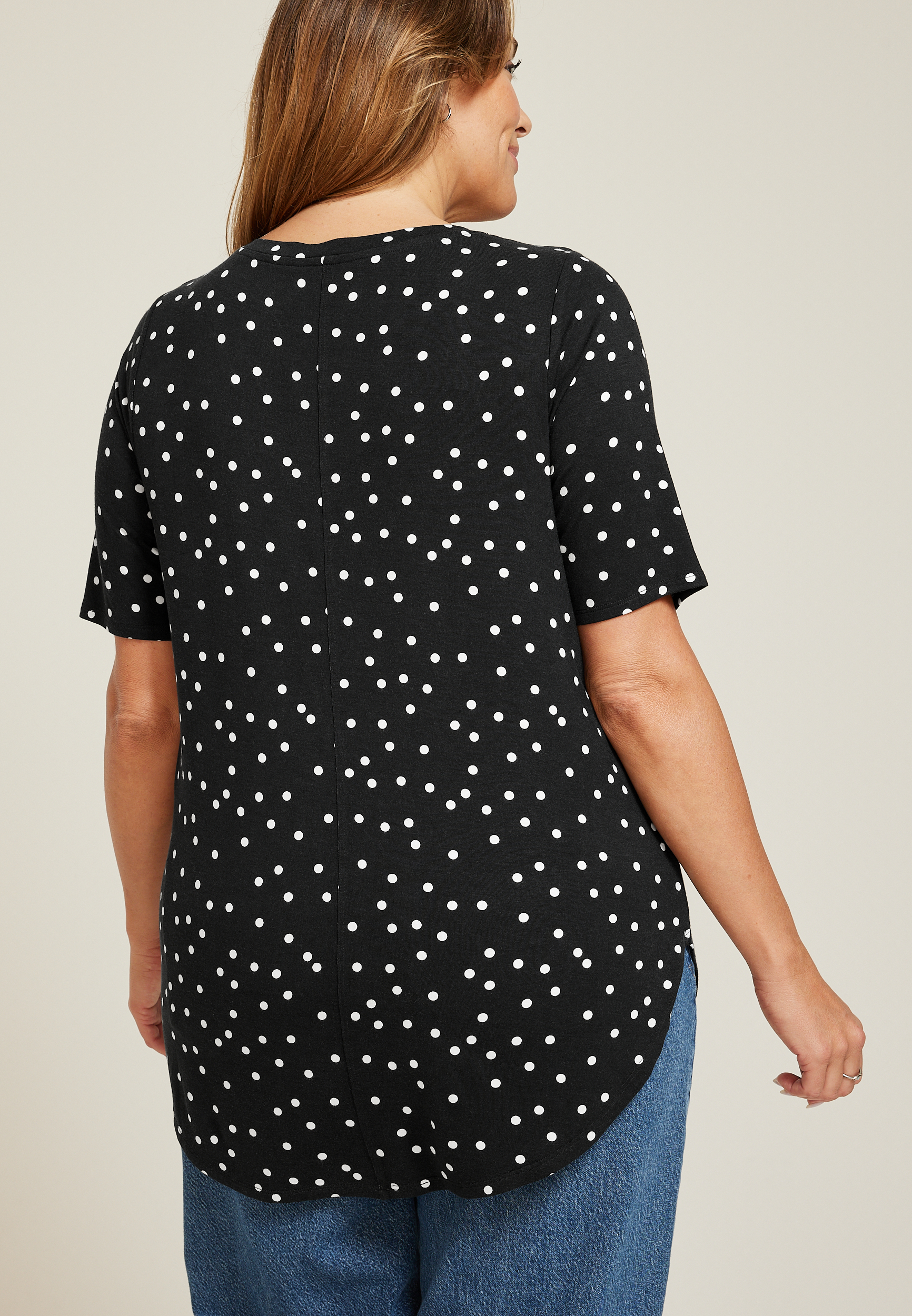 Plus Size 24/7 Olivia Polka Dot Tunic Tee, C1756, large