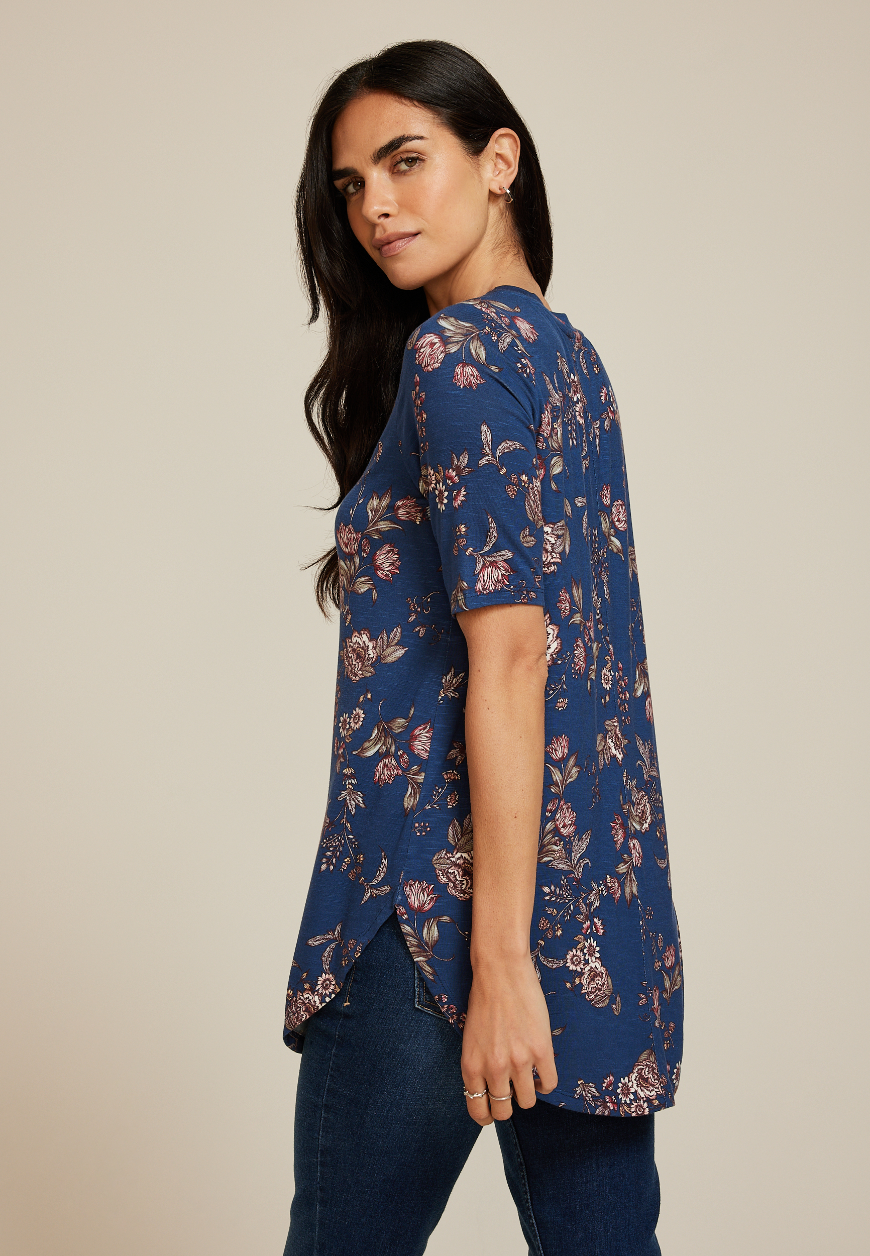 24/7 Olivia Floral Tunic Tee, C1769, large