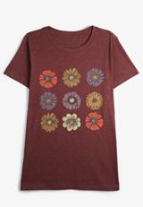 Stacked Fall Floral Classic Fit Graphic Tee, BURGUNDY, small
