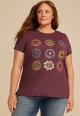 Plus Size Stacked Fall Floral Classic Fit Graphic Tee, C830, small