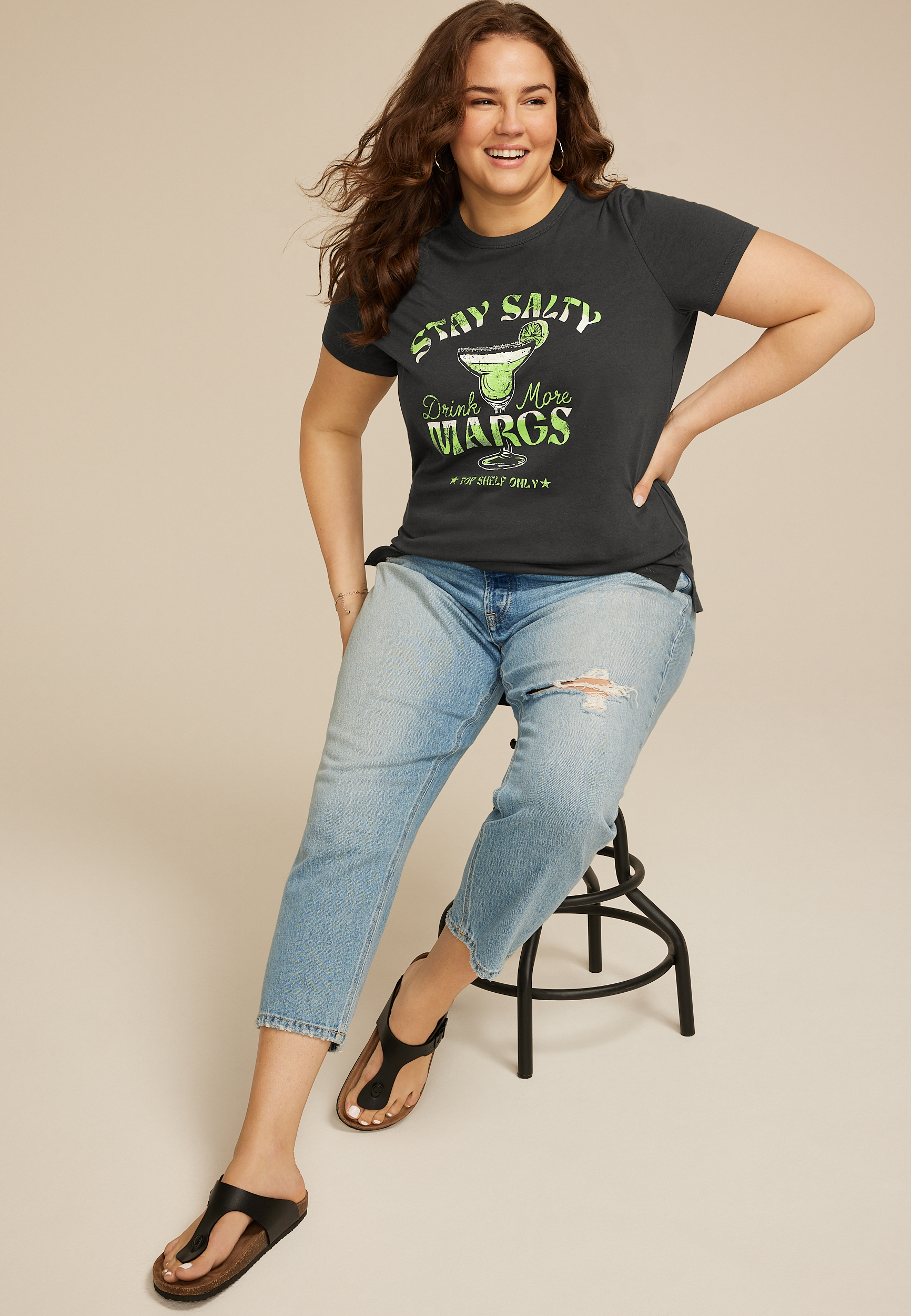 Plus Size Stay Salty Classic Fit Graphic Tee, C1876, large