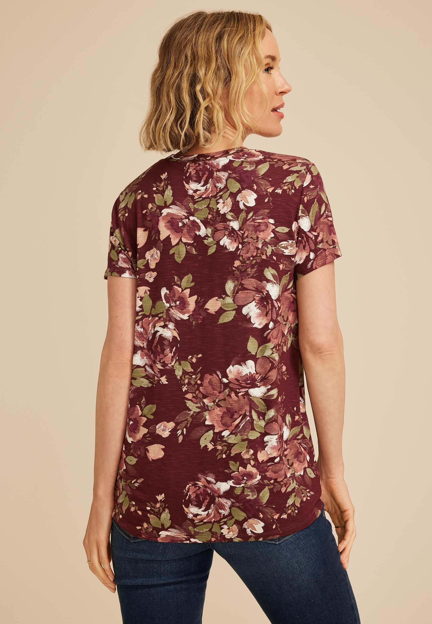 24/7 Kennedy Floral Crew Neck Tee, C2425, large