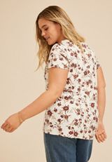 Plus Size 24/7 Kennedy Floral Crew Neck Tee, ANTIQUE WHITE COMBO, small