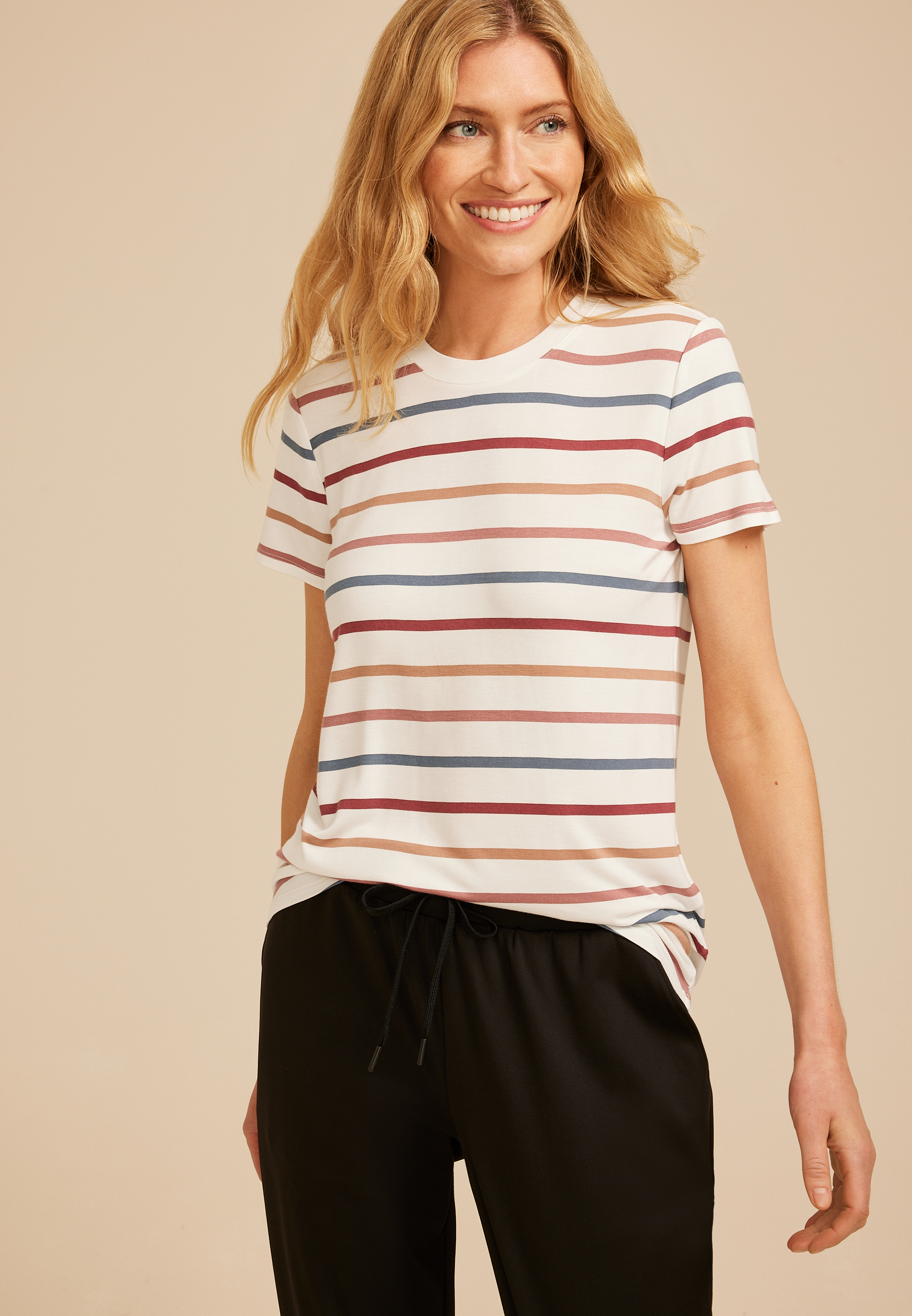 24/7 Kennedy Striped Crew Neck Tee, MULTI, large