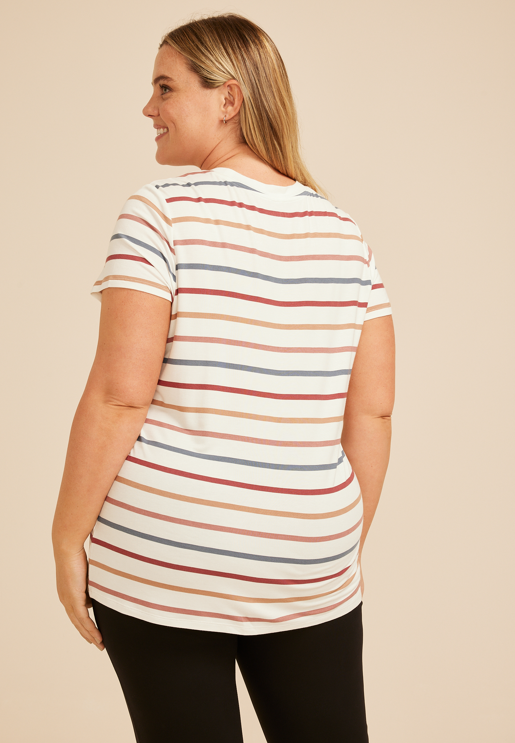 Plus Size 24/7 Kennedy Striped Crew Neck Tee, C1524, large