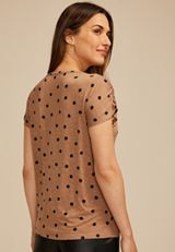 24/7 Fairhaven Polka Dot Ruched Shoulder Tee, C7768, small