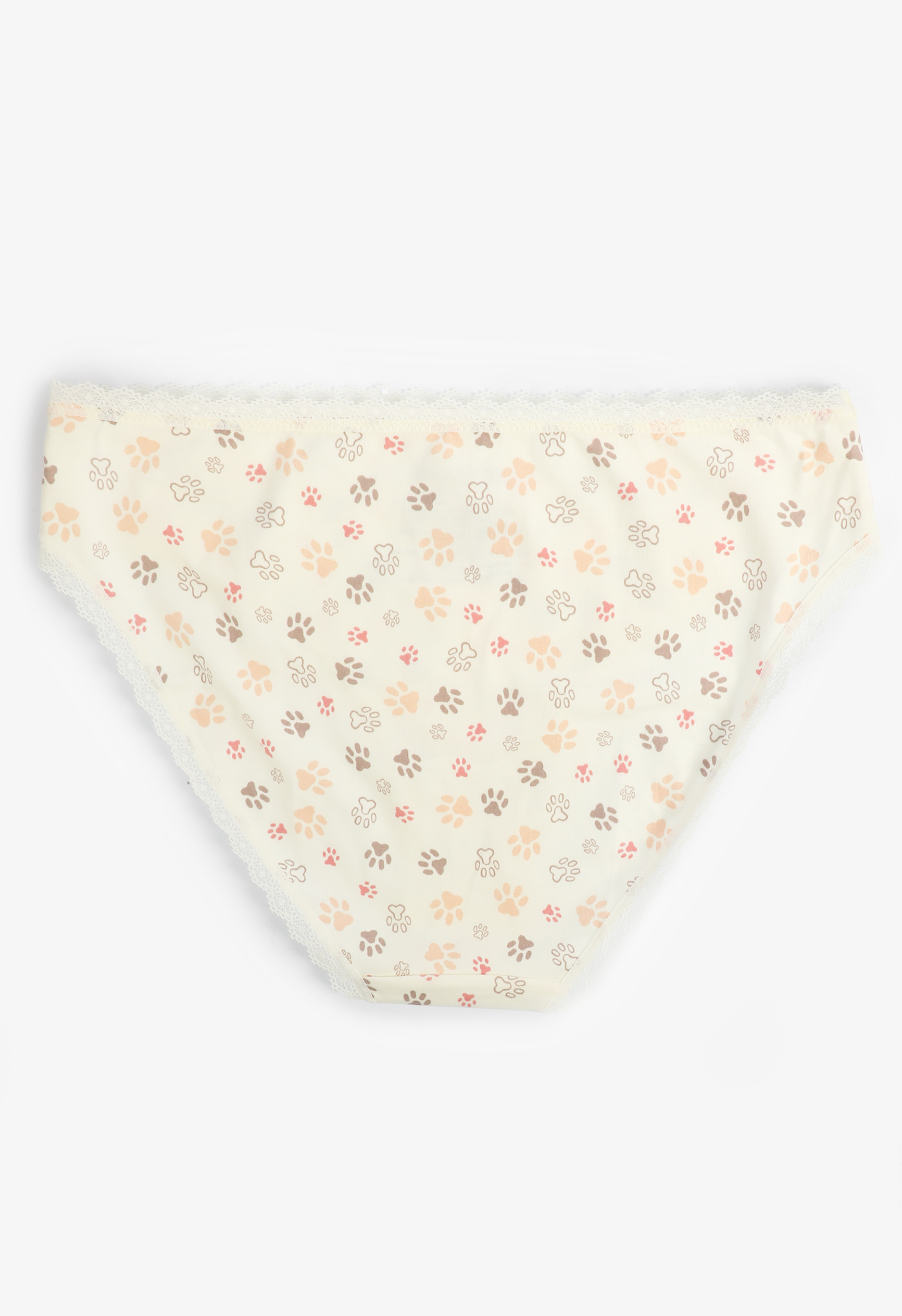 Simply Comfy Cotton Paw Print Bikini Panty, ECRU COMBO, large